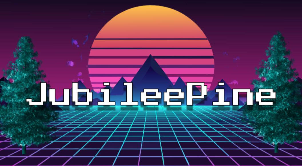 JubileePine with synthwave and pine tree background